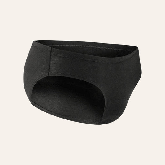 Culotte absorbante anti-fuites NAHHOU noire, vue de trois quarts