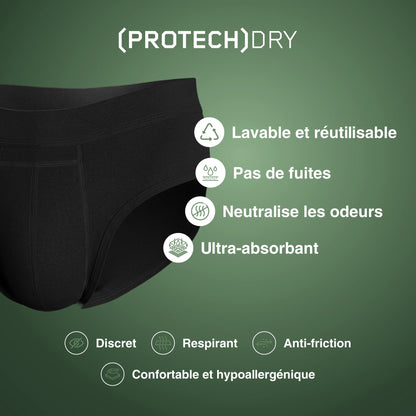 Slip absorbant anti-fuites noir NAHHOU  lavable, pas de fuites, anti-odeur, ultra-absorbant