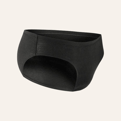 Culotte absorbante anti-fuites NAHHOU noire, vue de trois quarts