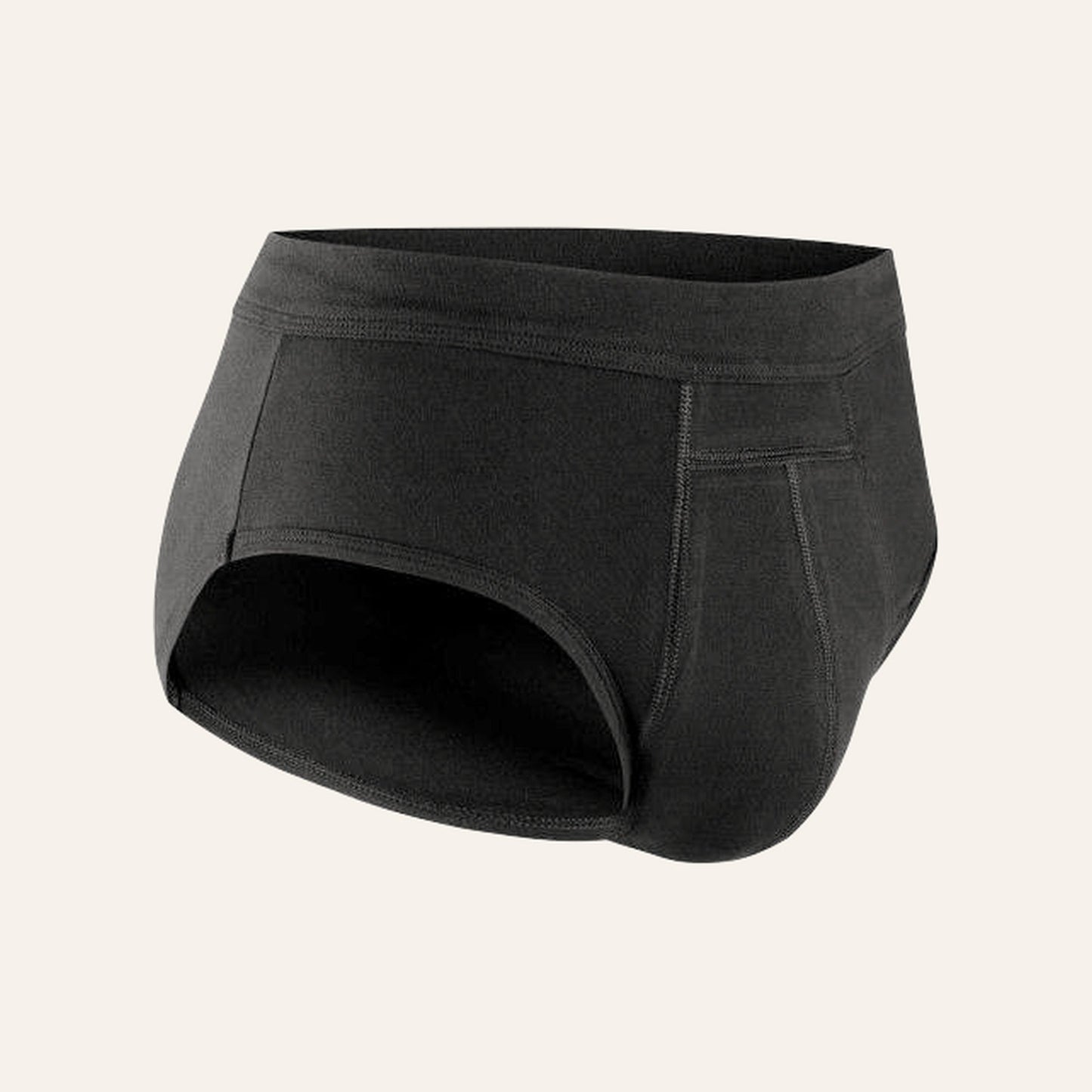 Slip absorbant anti-fuites NAHHOU noir, vue de trois quarts