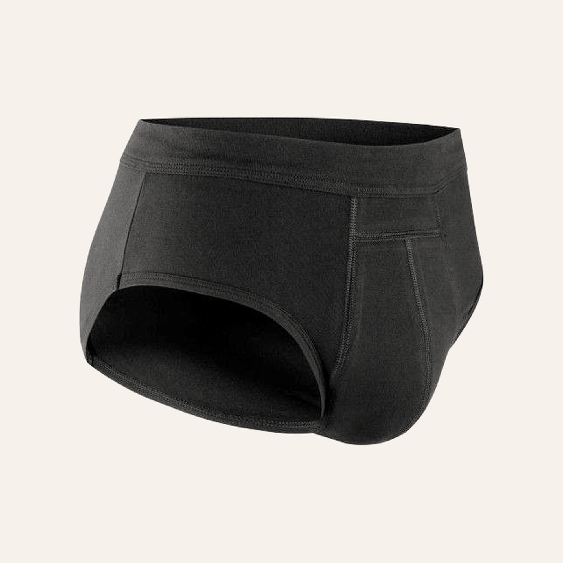 Slip absorbant anti-fuites NAHHOU noir, vue de trois quarts