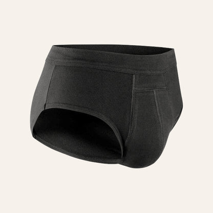 Slip absorbant anti-fuites NAHHOU noir, vue de trois quarts